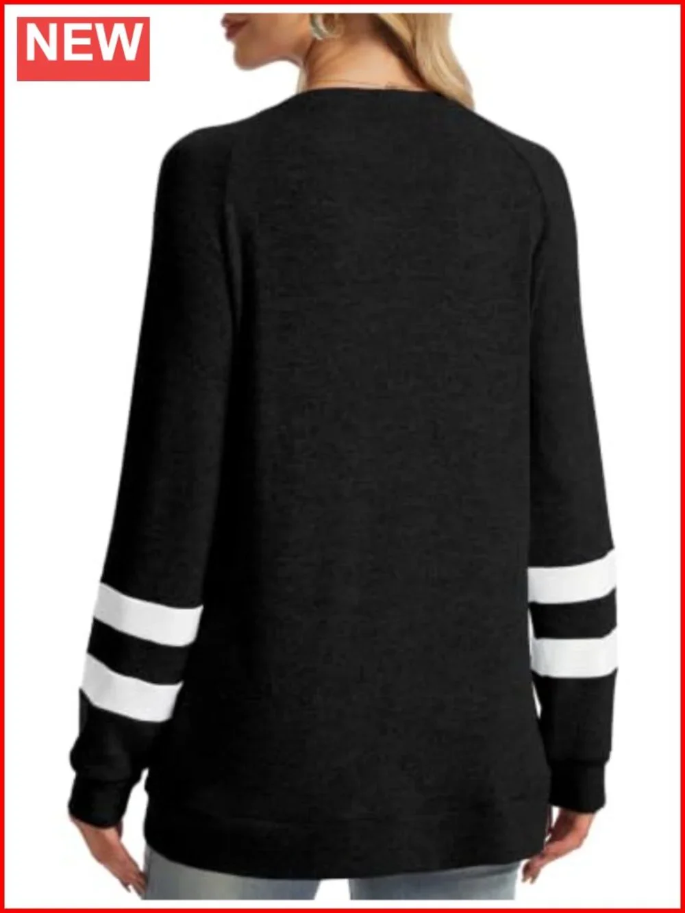 Crewneck Color Block Tunic Sweatshirt Loose Fit Long Sleeve Pullover